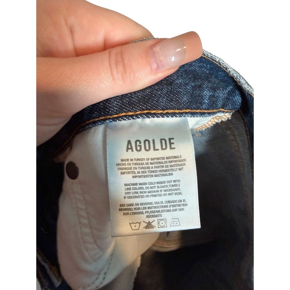 AGOLDE Mid Wash Denim Jean Shorts - Blue - Picture 8 of 13